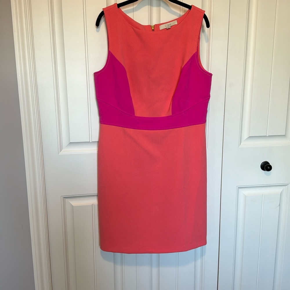 Loft peach and pink shift dress